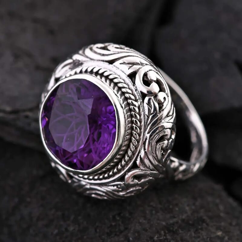 Bali Legacy African Amethyst Ring in Sterling Silver (Size 10.0) 6.00 ctw