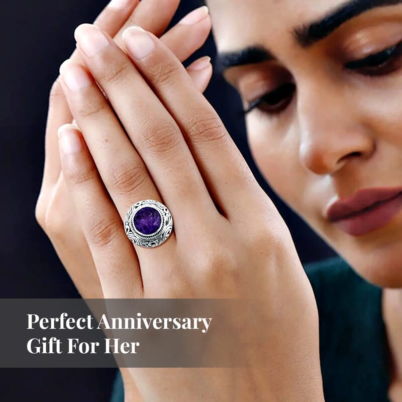 Bali Legacy African Amethyst Ring in Sterling Silver (Size 10.0) 6.00 ctw