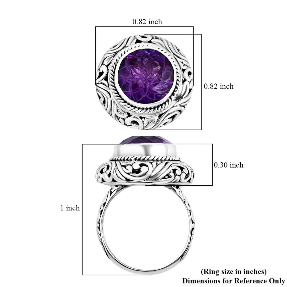 Doorbuster Bali Legacy African Amethyst Ring in Sterling Silver (Size 10.0) 5.75 ctw image number 5