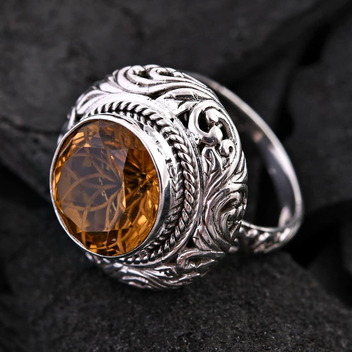 Bali Legacy Brazilian Citrine 6.50 ctw Ring in Sterling Silver (Size 11.0) image number 1