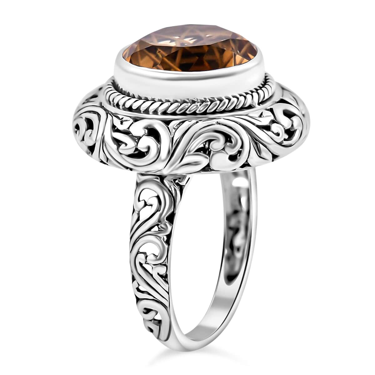 Bali Legacy Brazilian Citrine 6.50 ctw Ring in Sterling Silver (Size 11.0) image number 3