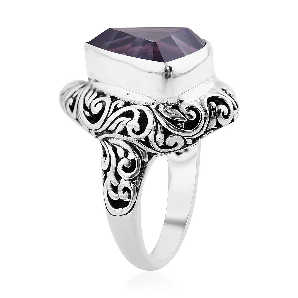 Doorbuster Bali Legacy Amethyst Ring in Sterling Silver (Size 10.0) 8.75 ctw image number 3