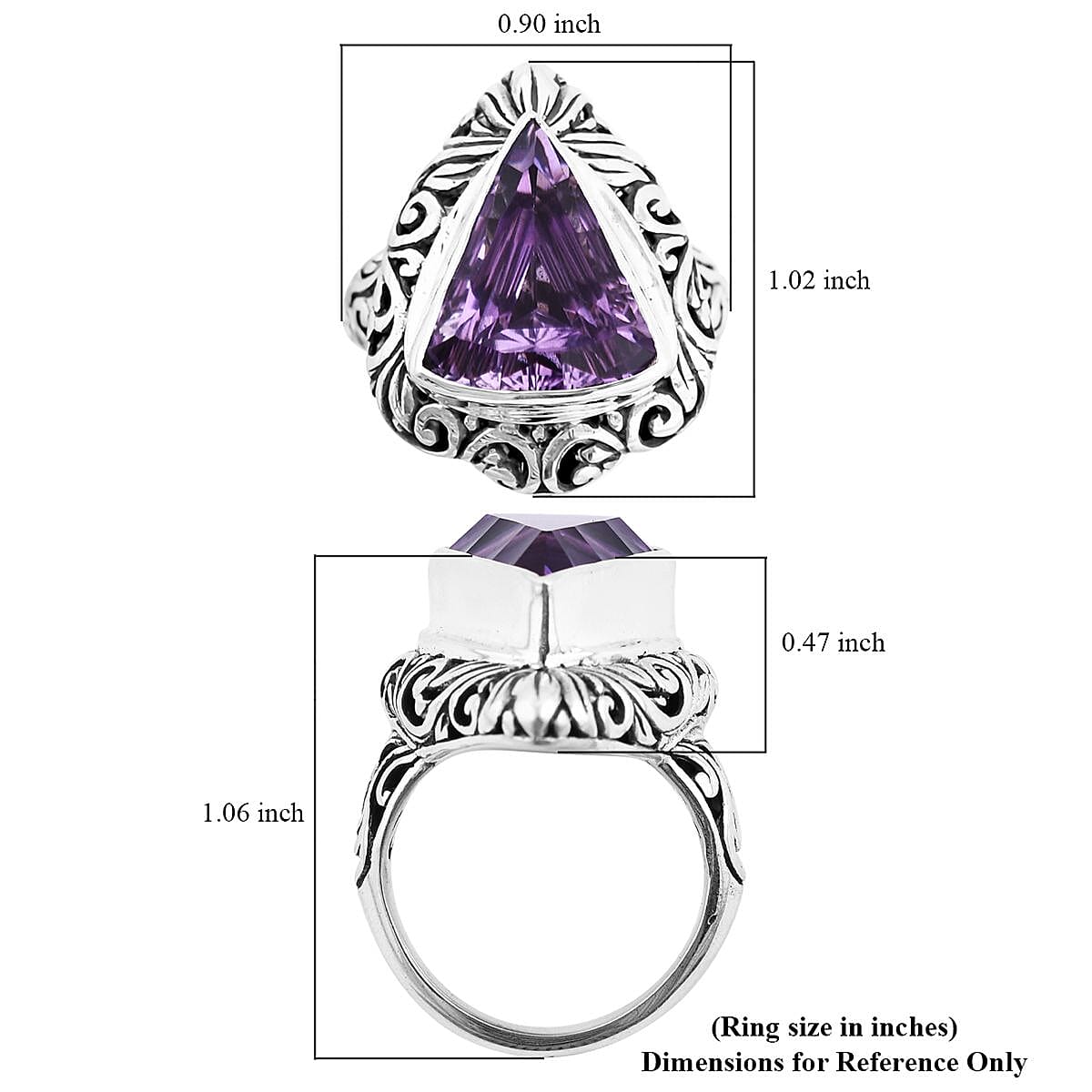 Doorbuster Bali Legacy Amethyst Ring in Sterling Silver (Size 10.0) 8.75 ctw image number 5
