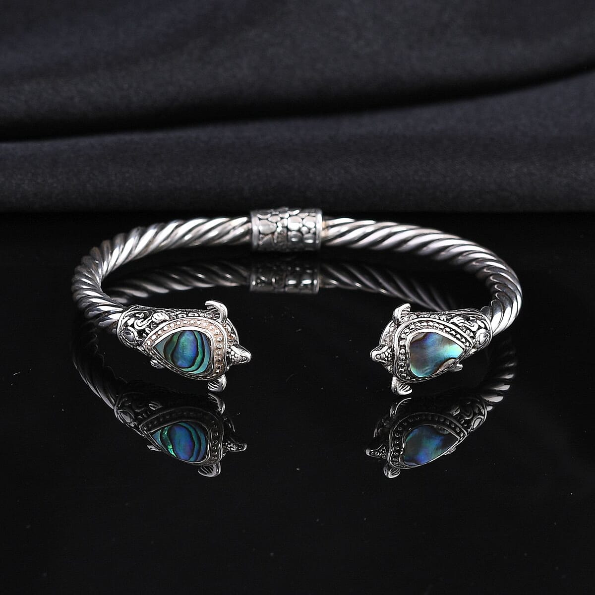 Abalone Shell Turtle Bangle Sterling Silver , Silver Wt. 23.5 g image number 1