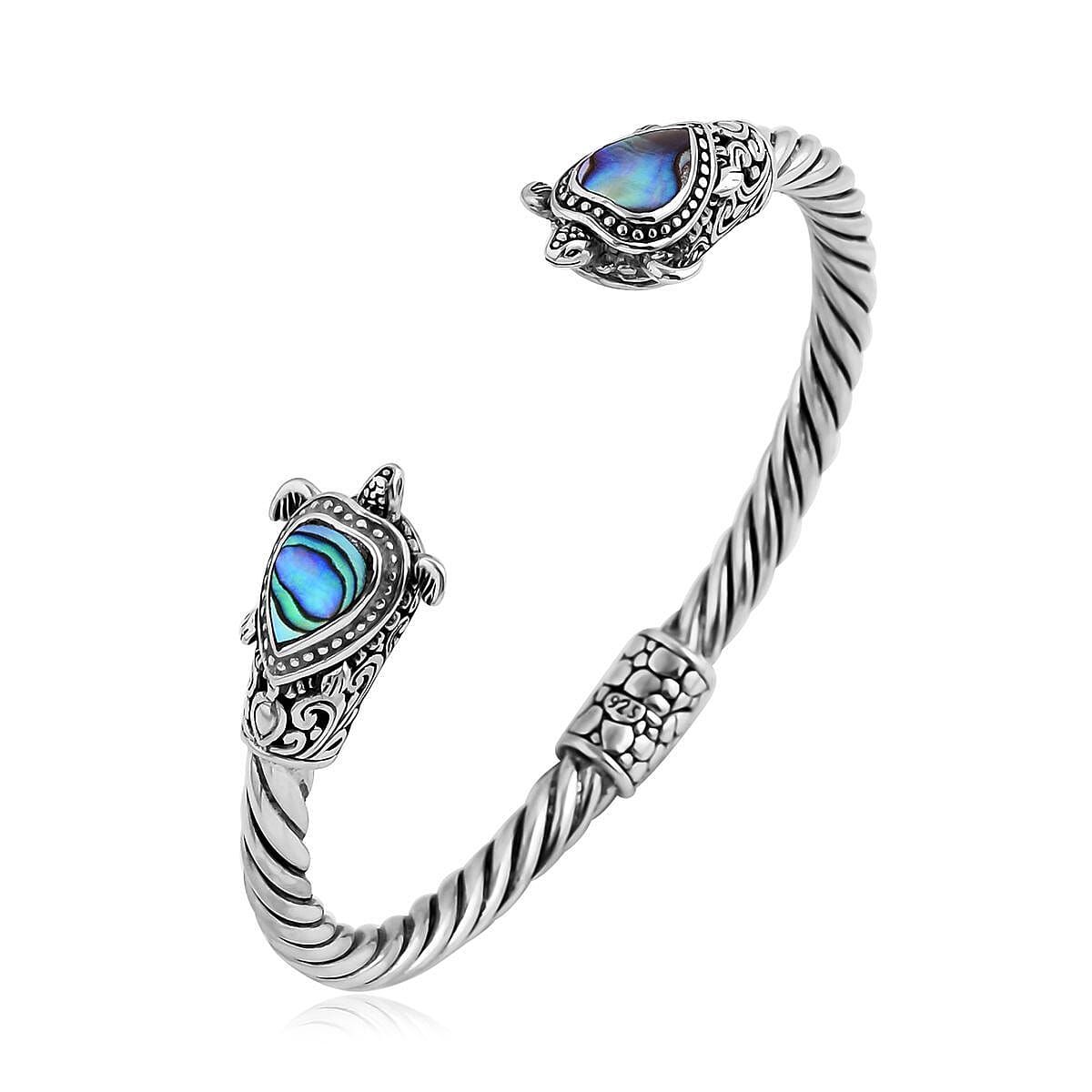 Bali Legacy Abalone Shell Turtle Cuff Bracelet in Sterling Silver (6.25 In)
