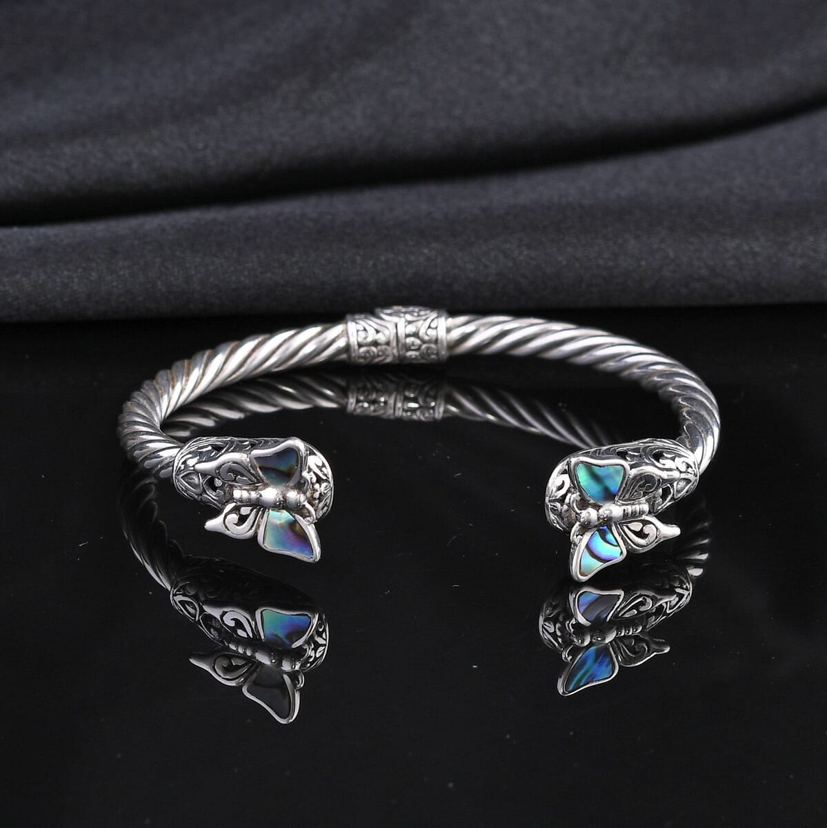 Bali Legacy Abalone Shell Butterfly Cuff Bracelet in Sterling Silver (8.0 In) image number 1