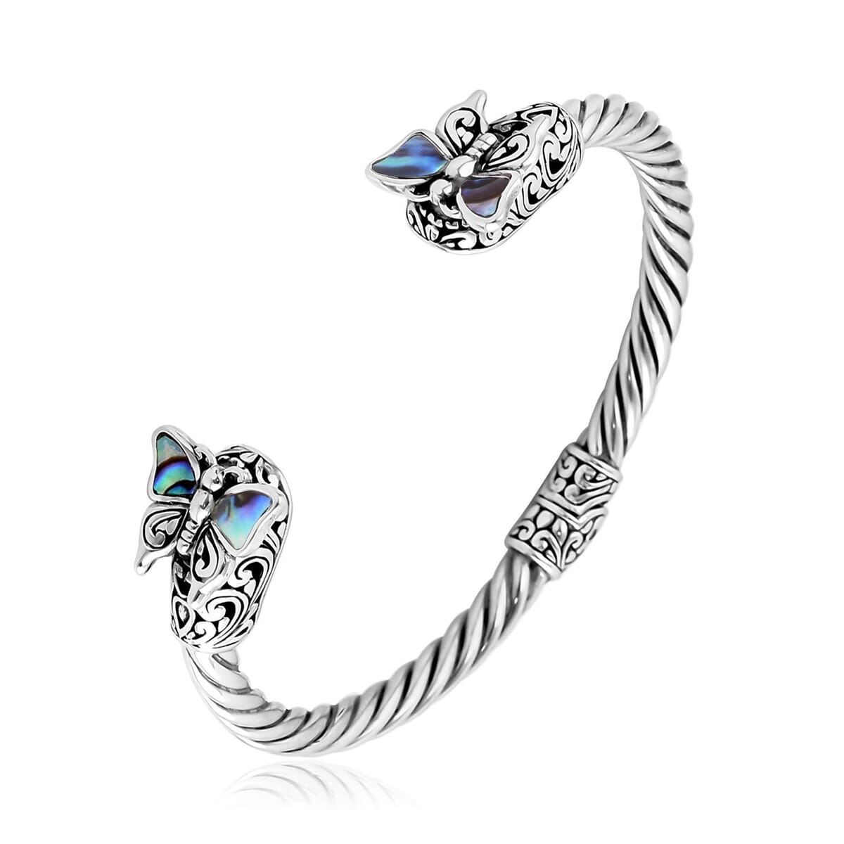 Bali Legacy Abalone Shell Butterfly Cuff Bracelet in Sterling Silver (8.0 In) image number 4