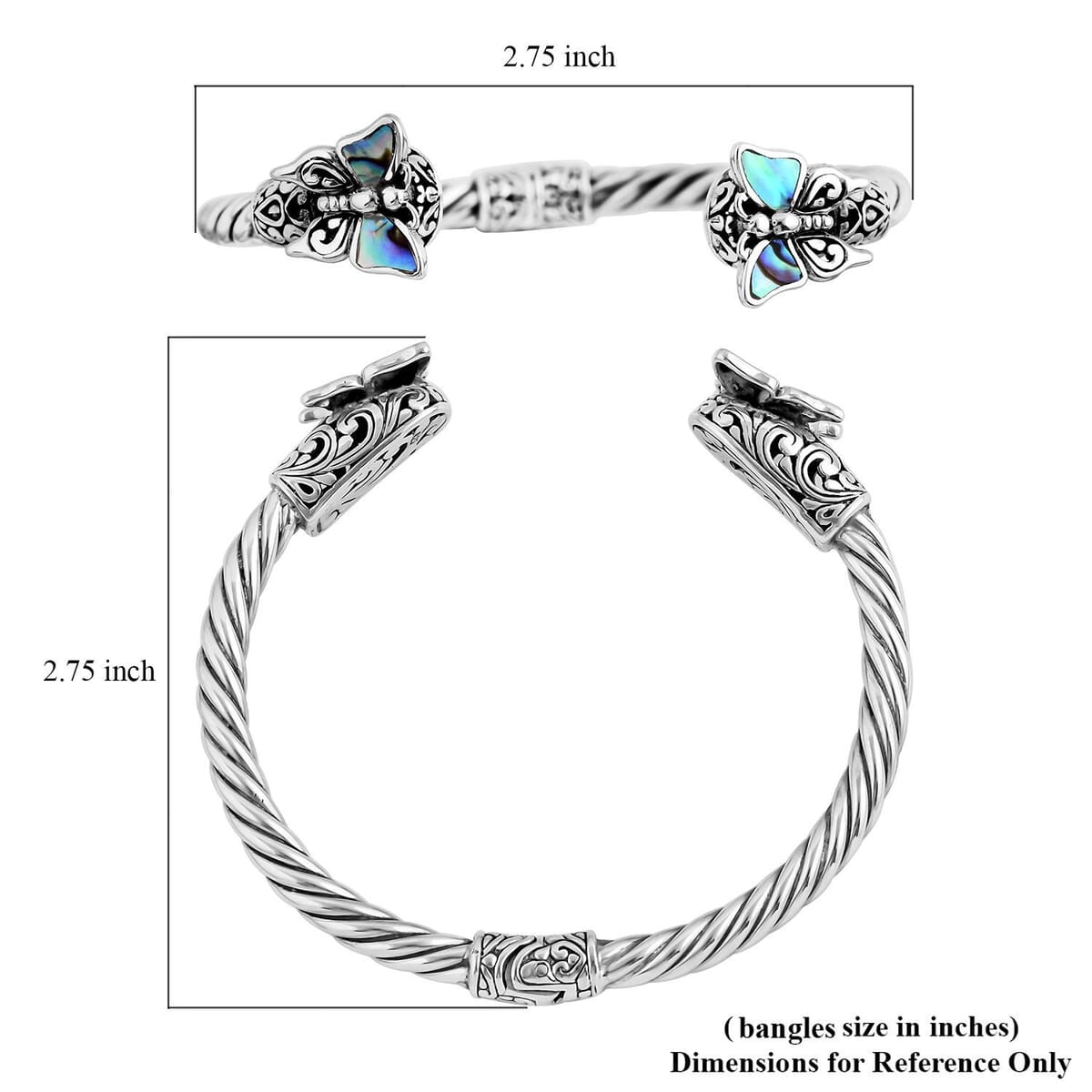 Bali Legacy Abalone Shell Butterfly Cuff Bracelet in Sterling Silver (8.0 In) image number 5