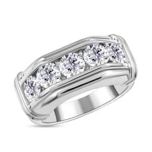 Moissanite Ring in Rhodium Over Sterling Silver (Size 10.0) 2.15 ctw