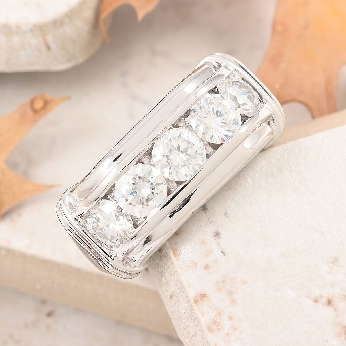 Moissanite Ring in Rhodium Over Sterling Silver (Size 10.0) 2.15 ctw image number 1