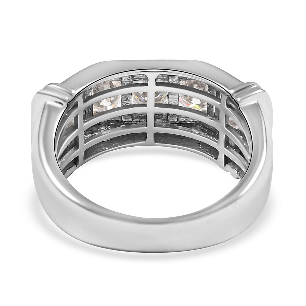 Moissanite Ring in Rhodium Over Sterling Silver (Size 10.0) 2.15 ctw image number 4
