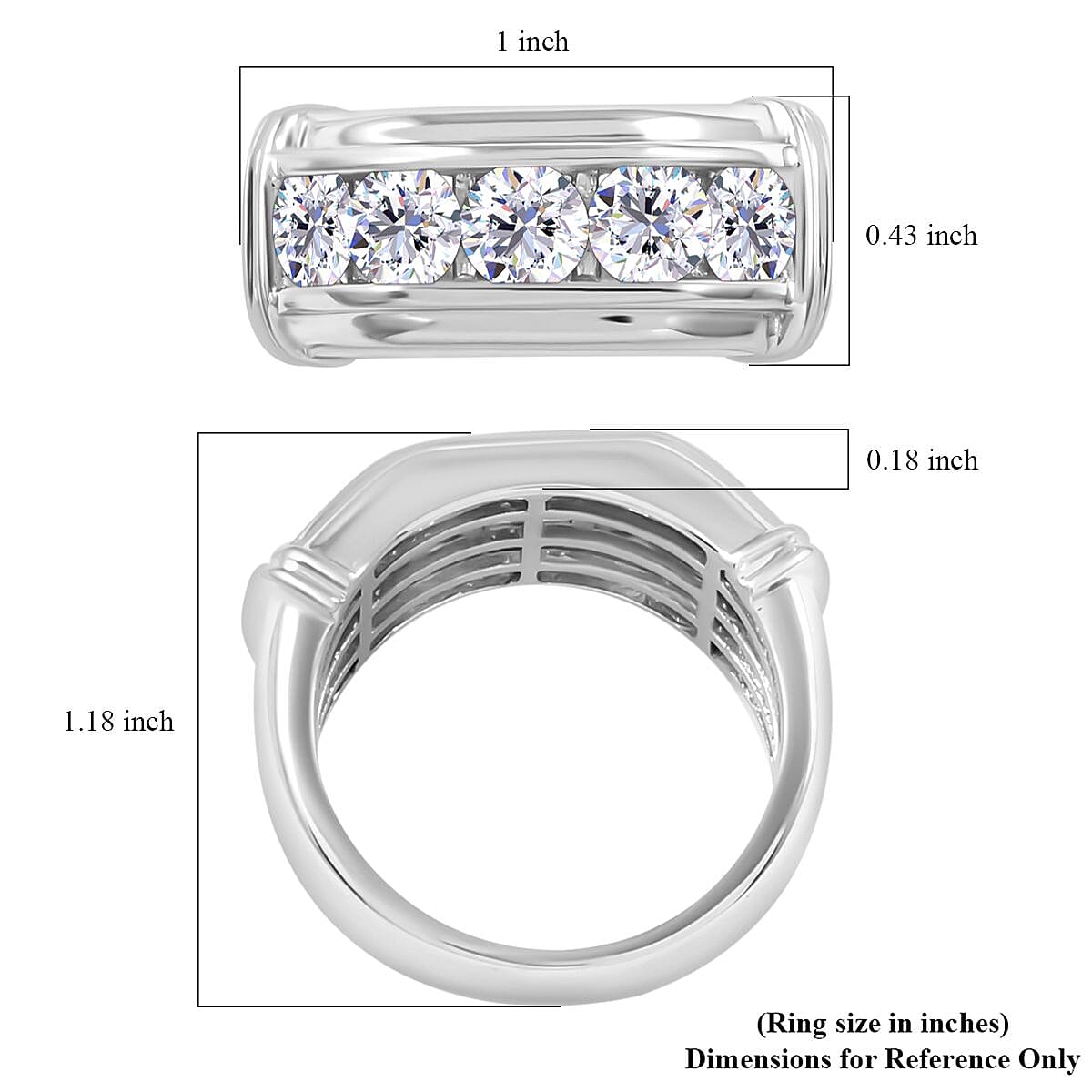 Moissanite Ring in Rhodium Over Sterling Silver (Size 10.0) 2.15 ctw image number 5