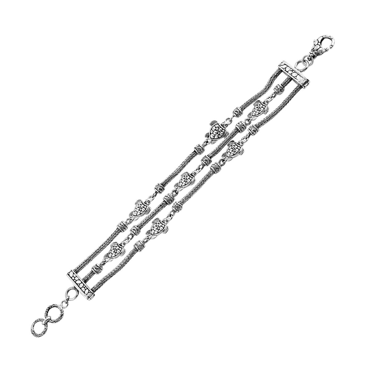 Bali Legacy 3 Row Turtle Bracelet in Sterling Silver 33 Grams (7.25-8.00In) image number 0