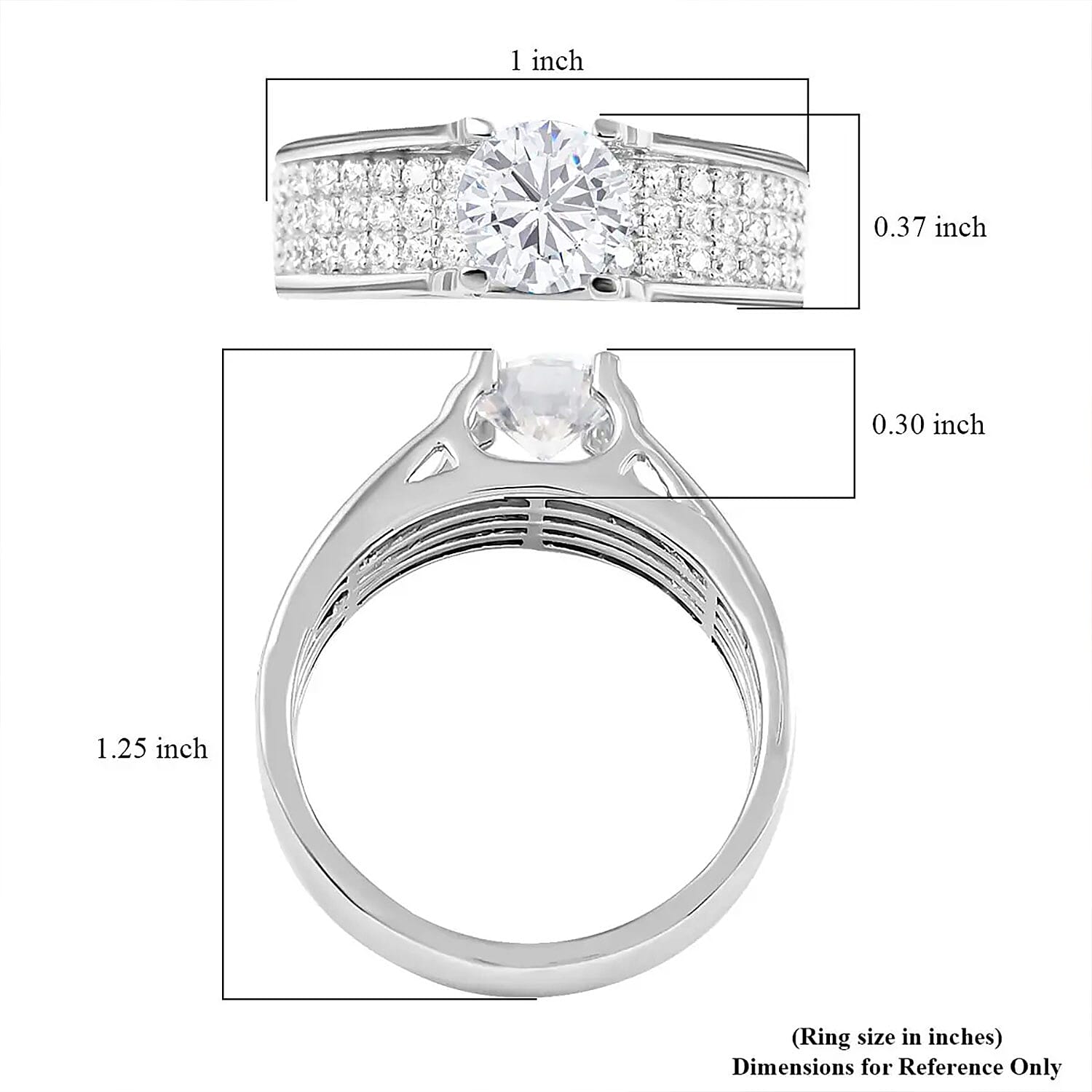 Moissanite Ring in Rhodium Over Sterling Silver (Size 10.0) 1.90 ctw