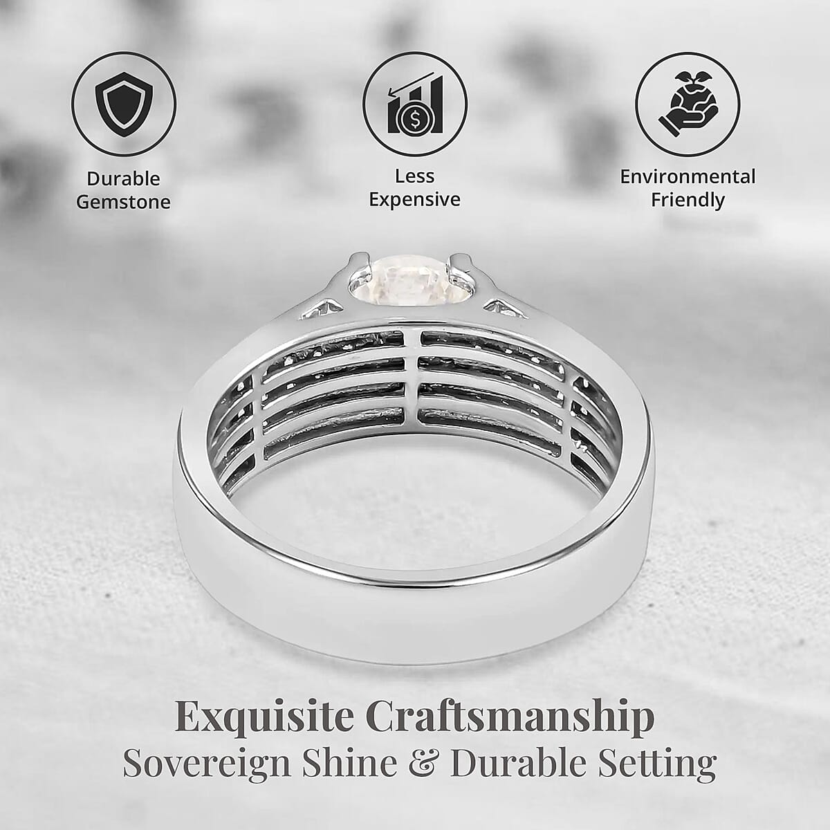 Moissanite Ring in Rhodium Over Sterling Silver (Size 8.0) 1.90 ctw image number 3