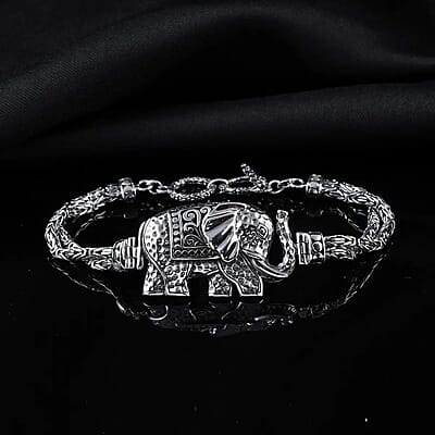 Bali Legacy Sterling Silver Elephant Bracelet (7.25-8.0In) 24.65 Grams