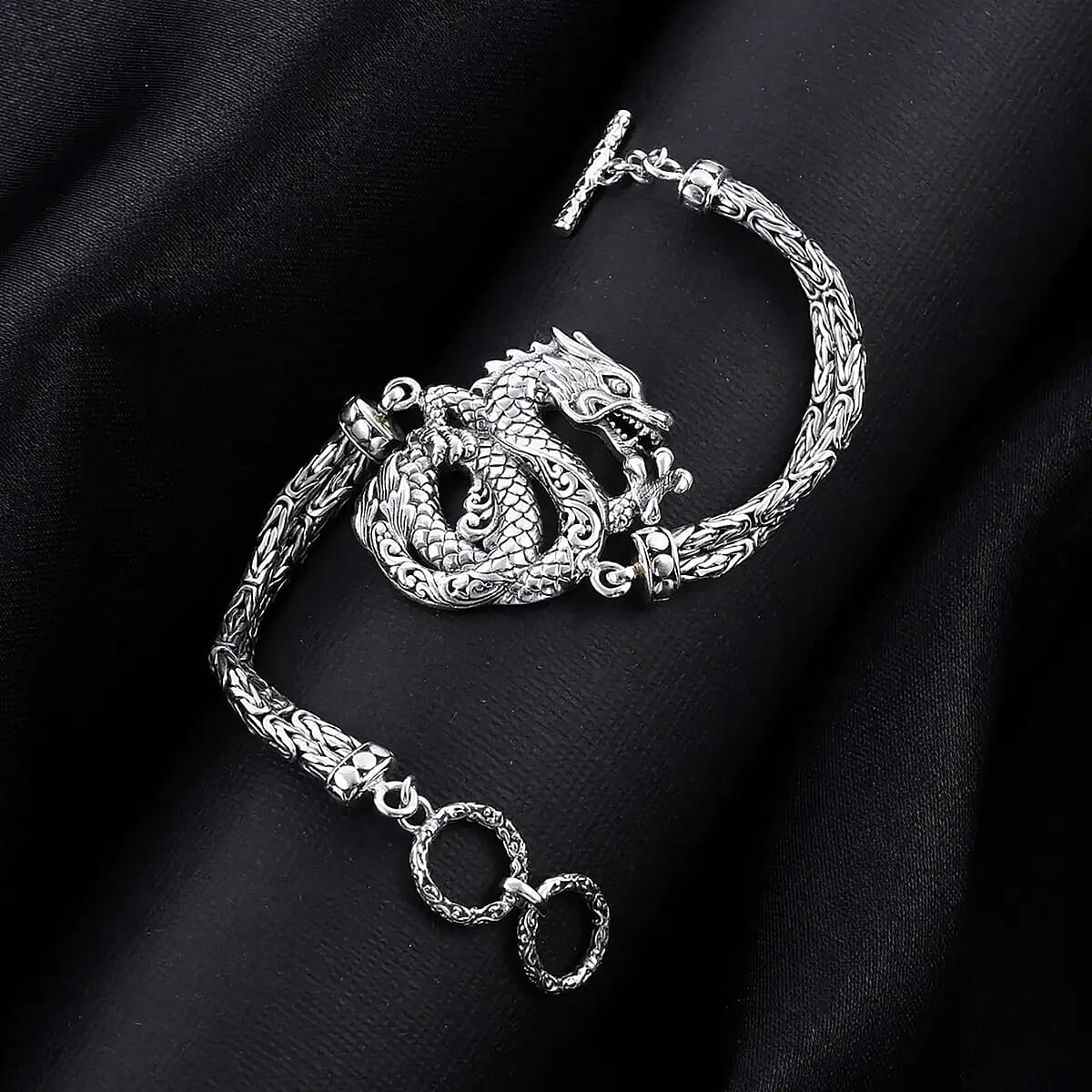 Bali Legacy Sterling Silver Dragon Bracelet (7.25-8.0In) 23.50 Grams image number 1