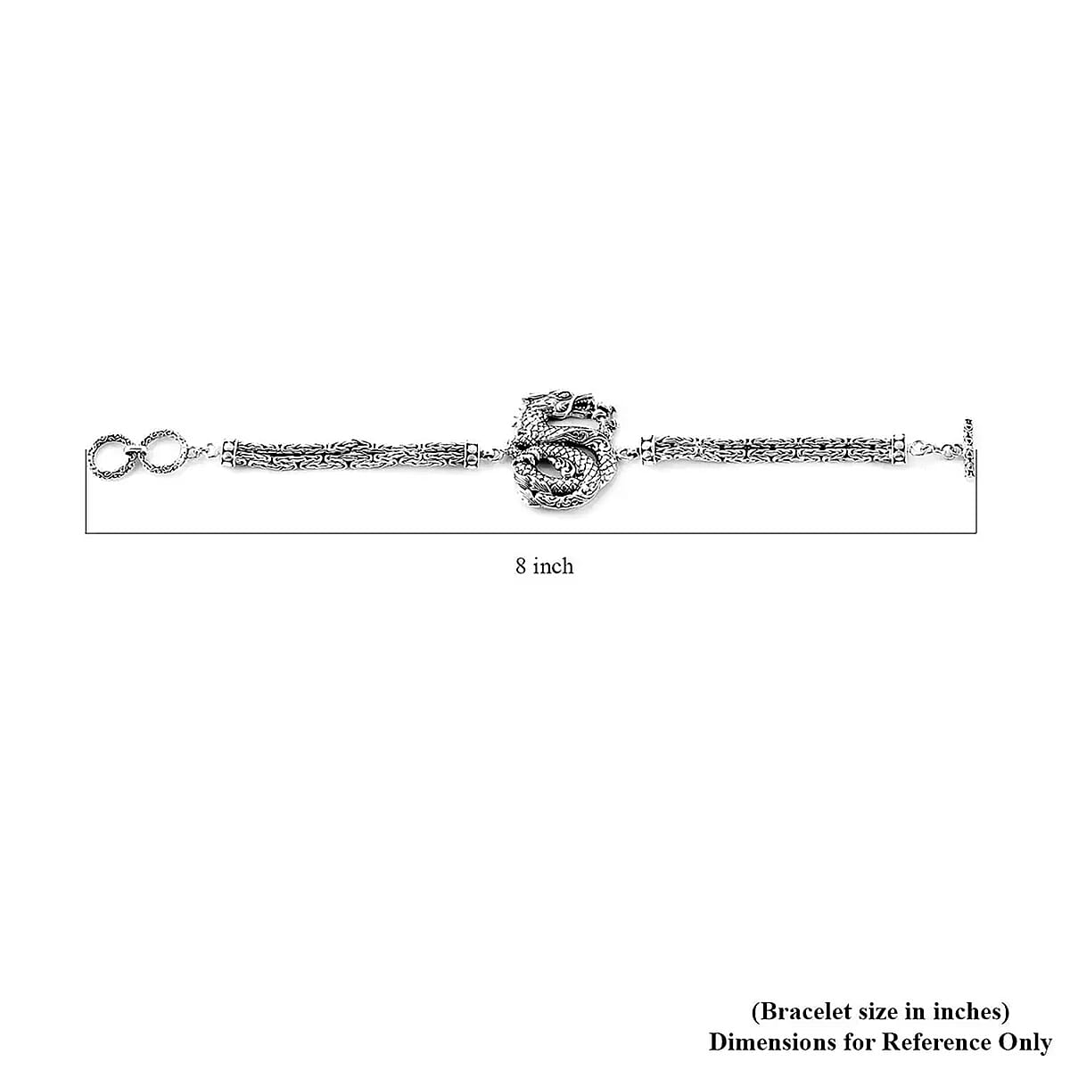 Bali Legacy Sterling Silver Dragon Bracelet (7.25-8.0In) 23.50 Grams image number 6