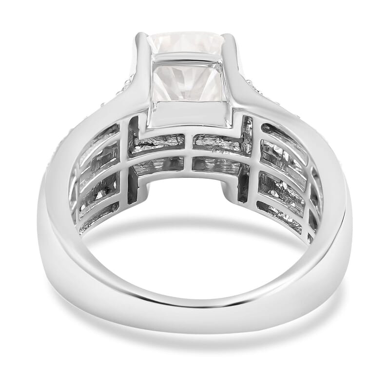 Moissanite Ring in Rhodium Over Sterling Silver (Size 10.0) 4.65 ctw