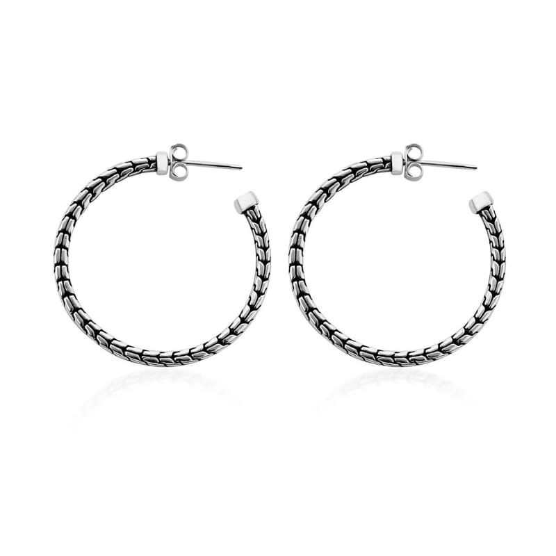 Bali Legacy Tulang Naga Hoop Earrings in Sterling Silver 8.60 Grams