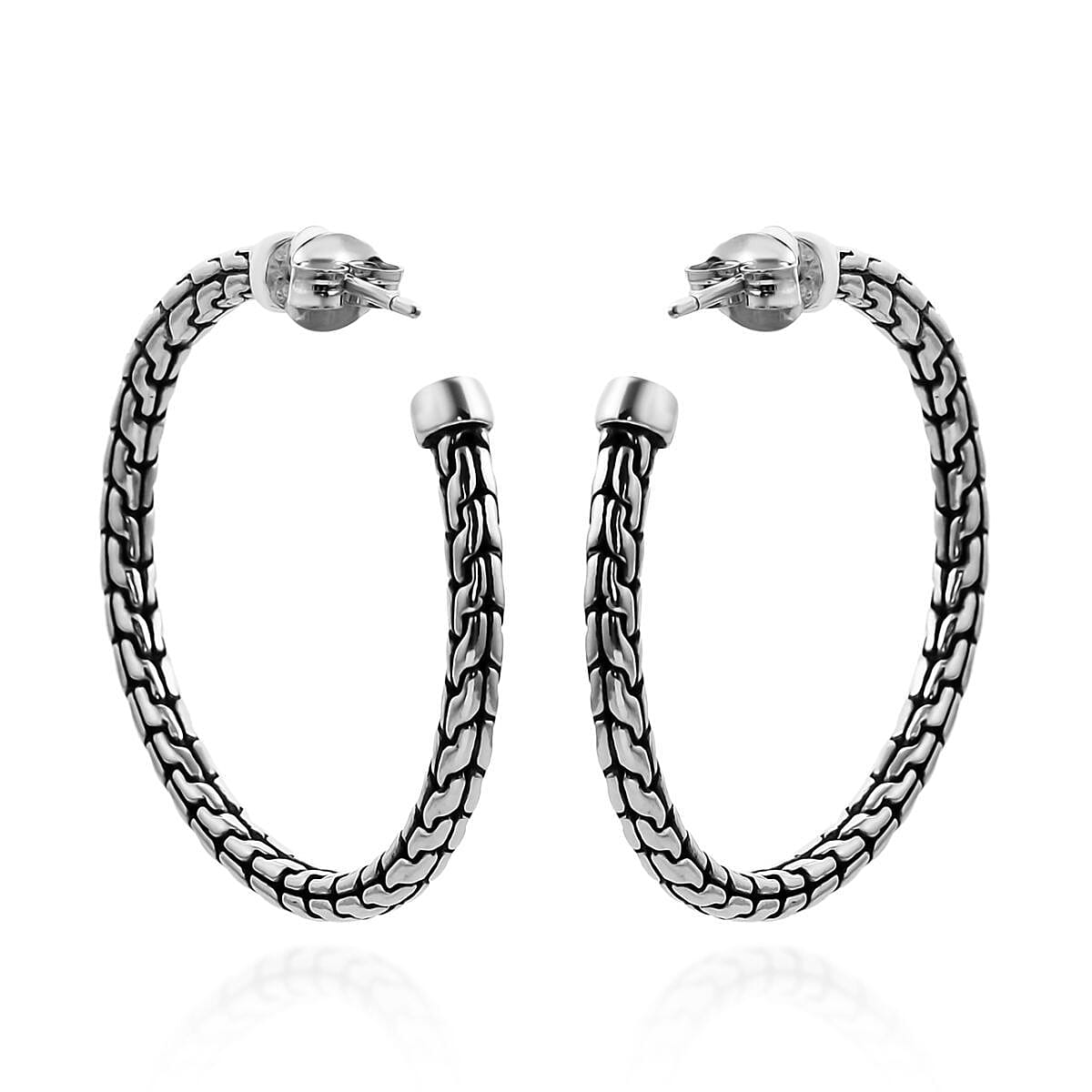 Bali Legacy Tulang Naga Hoop Earrings in Sterling Silver 8.60 Grams
