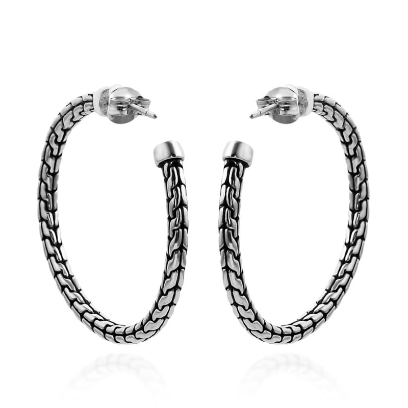 Bali Legacy Tulang Naga Hoop Earrings in Sterling Silver 8.60 Grams