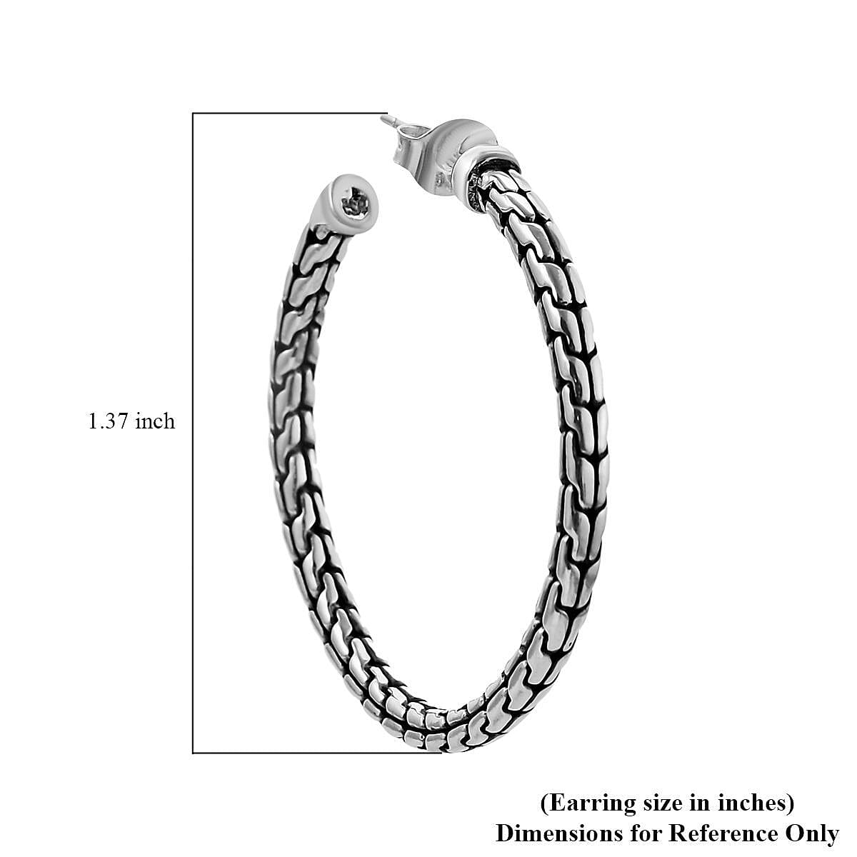 Bali Legacy Tulang Naga Hoop Earrings in Sterling Silver 8.60 Grams