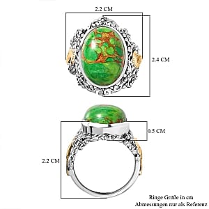 Green Mojave Turquoise 11.00 ctw Ring in Platinum Over Sterling Silver (Size 8.0)