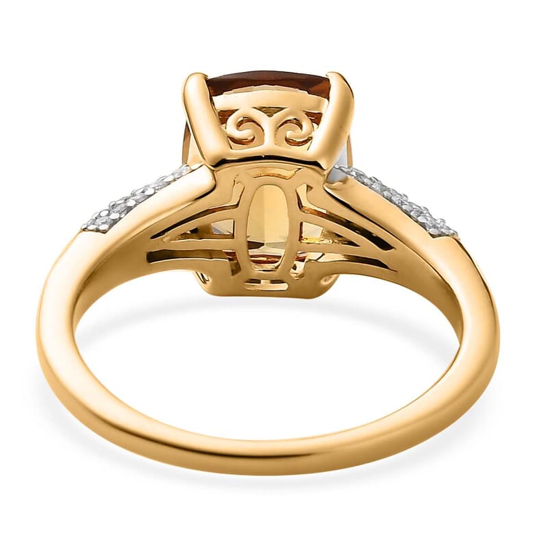Golden Scapolite and Moissanite Ring in Vermeil Yellow Gold Over Sterling Silver (Size 10.0) 3.00 ctw