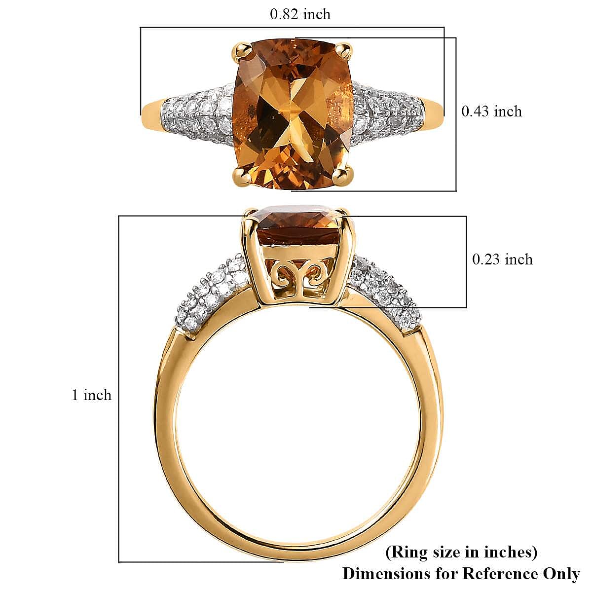 Golden Scapolite and Moissanite Ring in Vermeil Yellow Gold Over Sterling Silver (Size 10.0) 3.00 ctw
