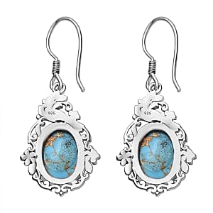 Mojave Blue Turquoise Lever Back 18.00 ctw Earrings in Platinum Over Sterling Silver