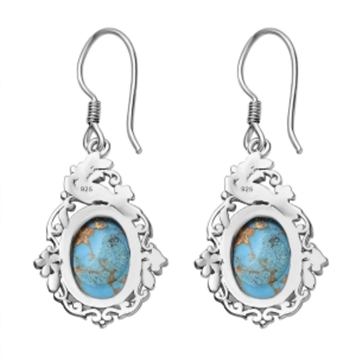 Mojave Blue Turquoise Lever Back 18.00 ctw Earrings in Platinum Over Sterling Silver image number 4