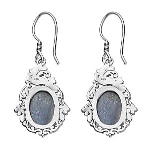 Labradorite 18.00 ctw Solitaire Earrings in Platinum Over Sterling Silver (6.54 g)
