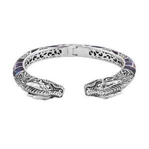 Bali Legacy Abalone Shell Dragon Cuff Bracelet in Sterling Silver (7.25 In)