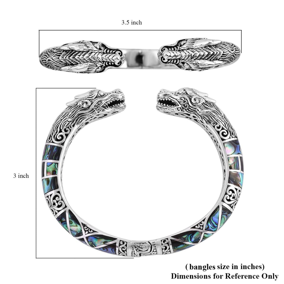 Bali Legacy Abalone Shell Dragon Cuff Bracelet in Sterling Silver (7.25 In) image number 5