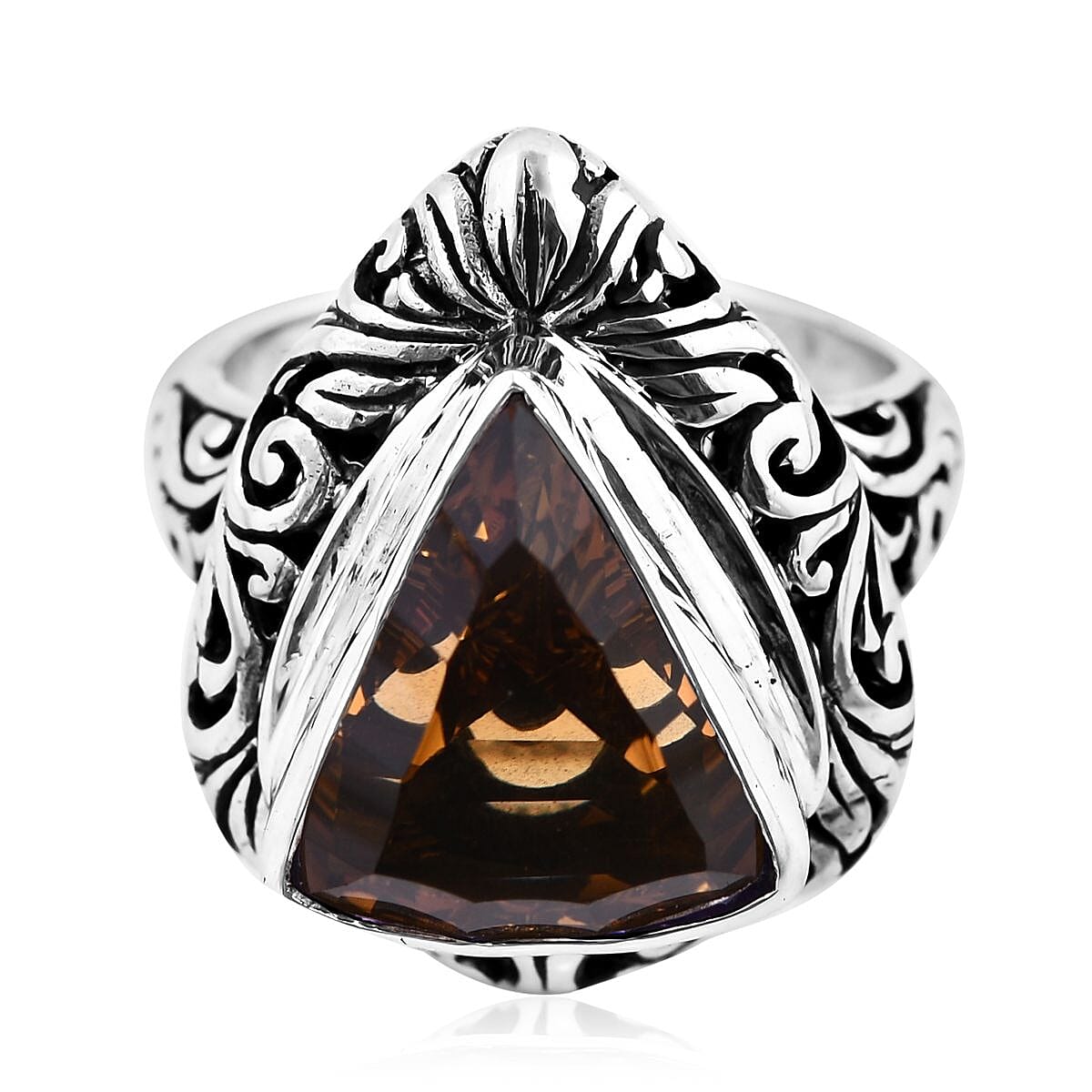 Bali Legacy Brazilian Citrine Ring in Sterling Silver (Size 9.0) 9.35 ctw image number 0