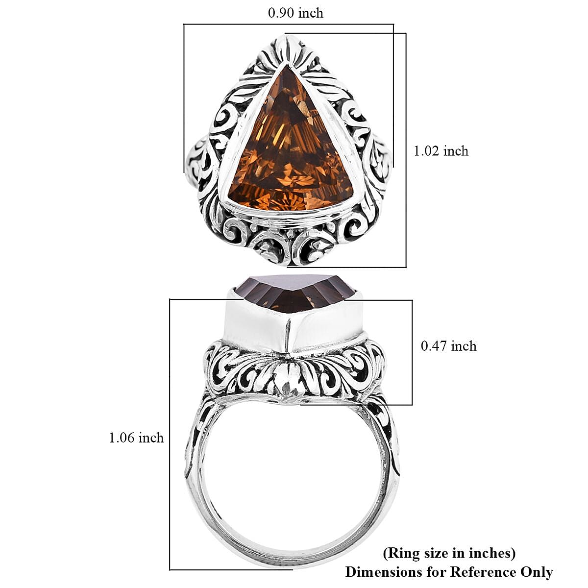 Bali Legacy Brazilian Citrine Ring in Sterling Silver (Size 9.0) 9.35 ctw image number 5