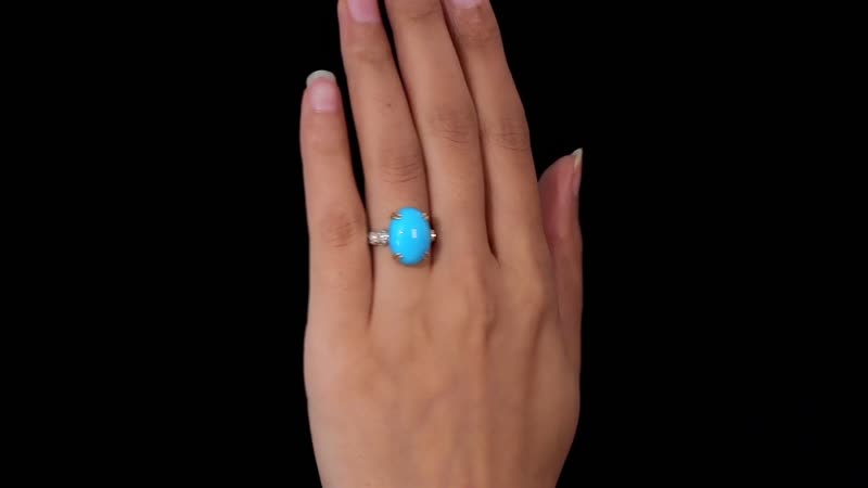 Luxoro 10K Yellow Gold Premium Sleeping Beauty Turquoise and G-H I3 Diamond Ring (Size 10.0) 7.65 ctw