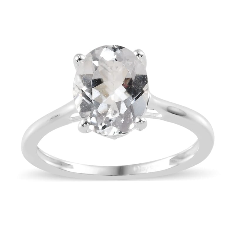 White Topaz Solitaire Ring in Sterling Silver (Size 10.0) 2.15 ctw