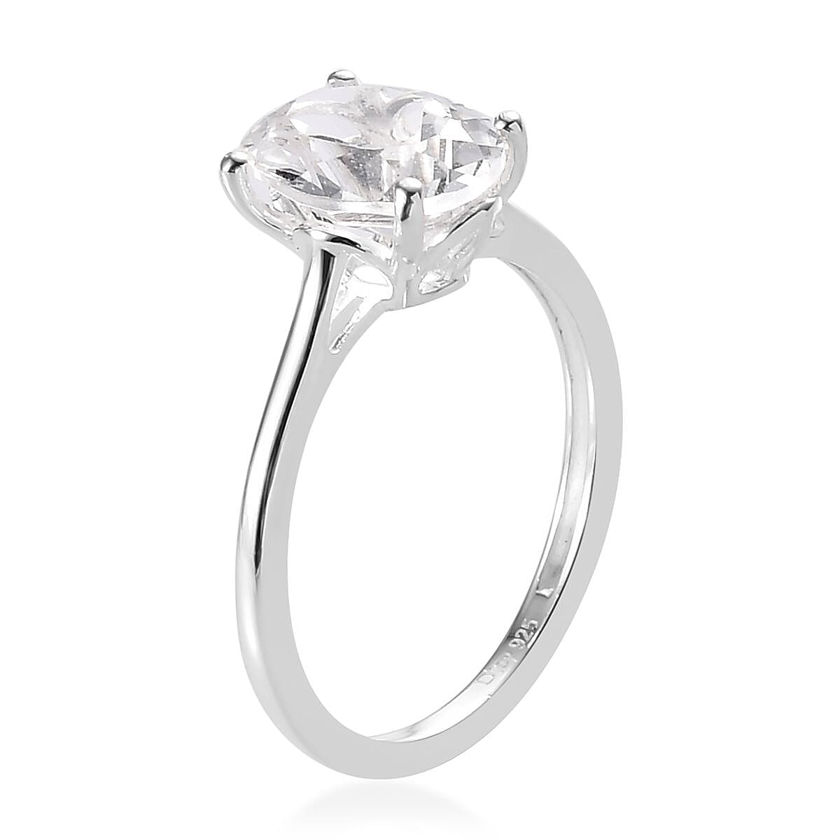 White Topaz Solitaire Ring in Sterling Silver (Size 10.0) 2.15 ctw