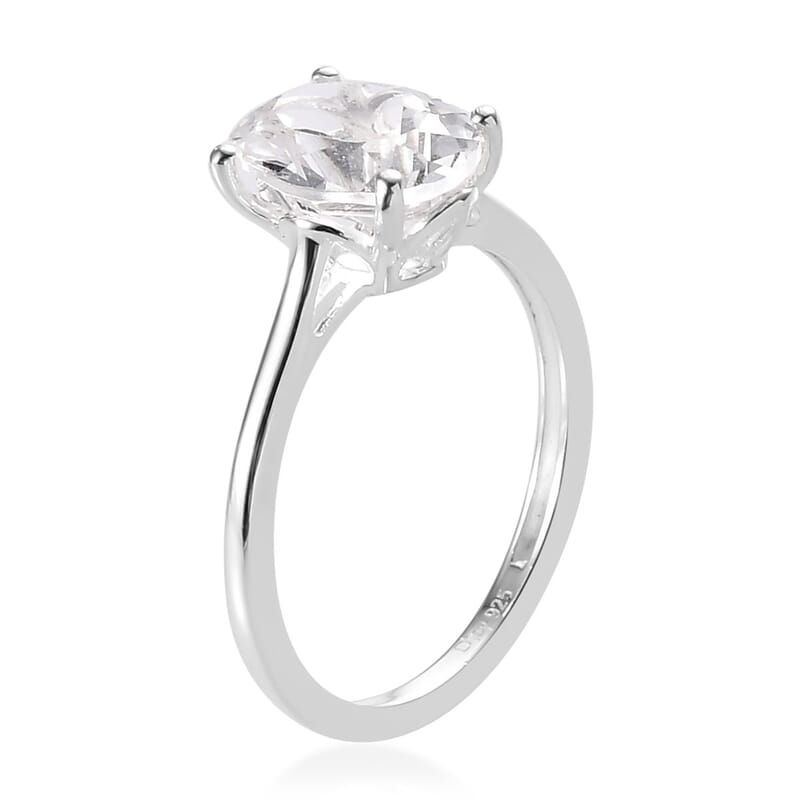 White Topaz Solitaire Ring in Sterling Silver (Size 10.0) 2.15 ctw