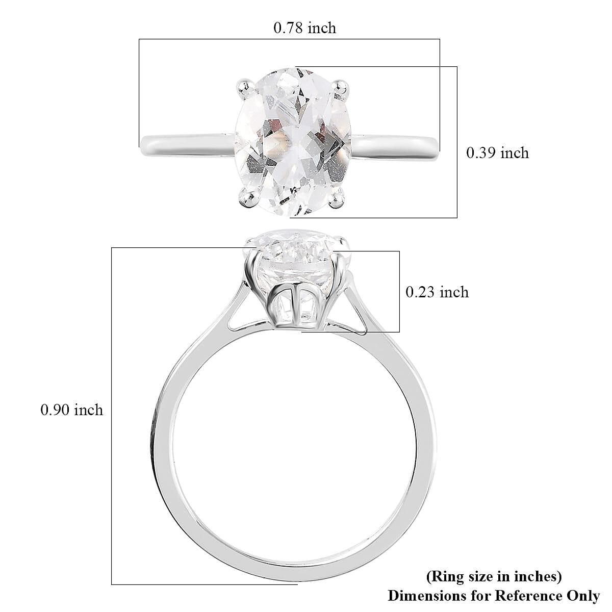 White Topaz Solitaire Ring in Sterling Silver (Size 10.0) 2.15 ctw
