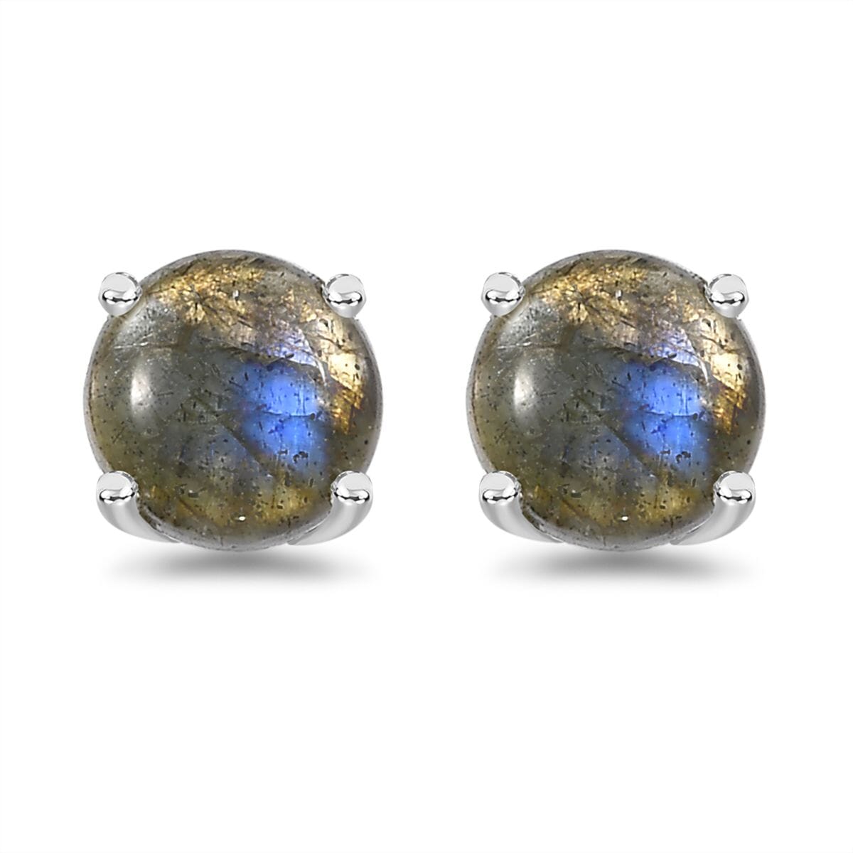 Malagasy Labradorite Solitaire Stud Earrings in Sterling Silver 2.15 ctw image number 0