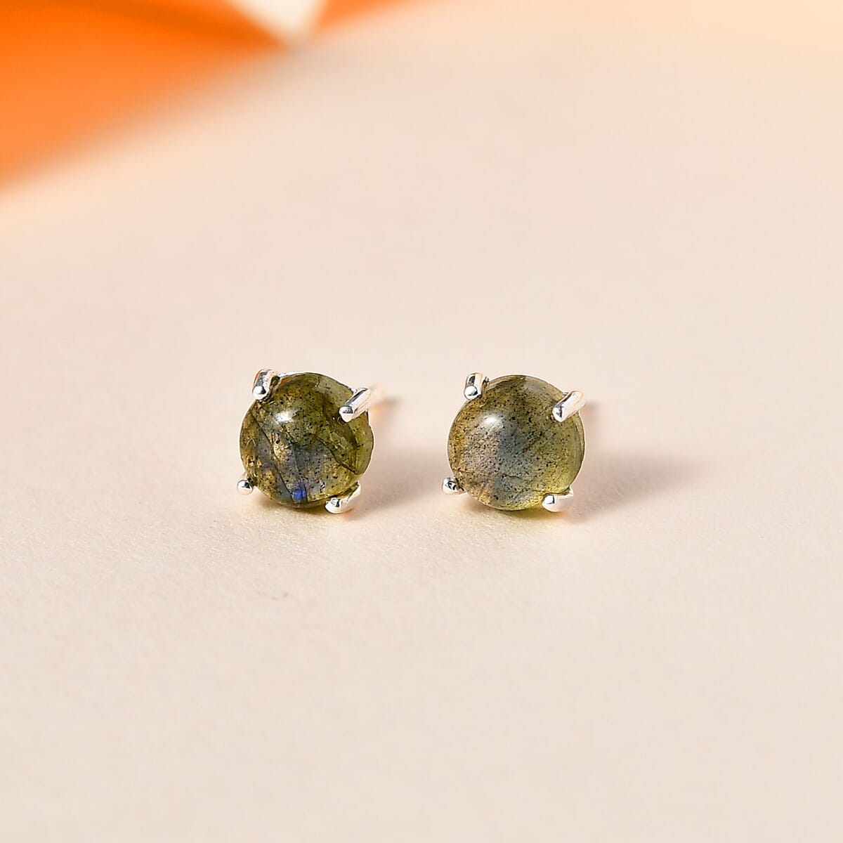Malagasy Labradorite Solitaire Stud Earrings in Sterling Silver 2.15 ctw image number 1