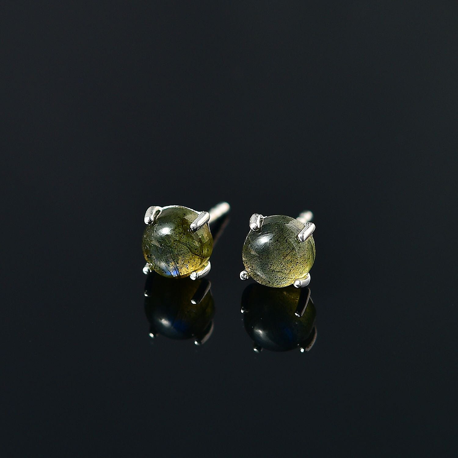 Malagasy Labradorite Solitaire Stud Earrings in Sterling Silver 2.15 ctw
