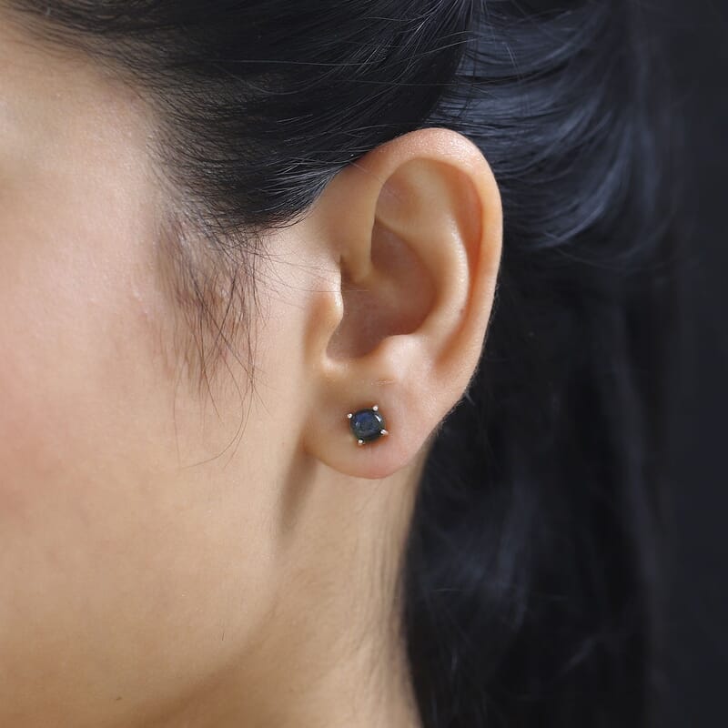 Malagasy Labradorite Solitaire Stud Earrings in Sterling Silver 2.15 ctw