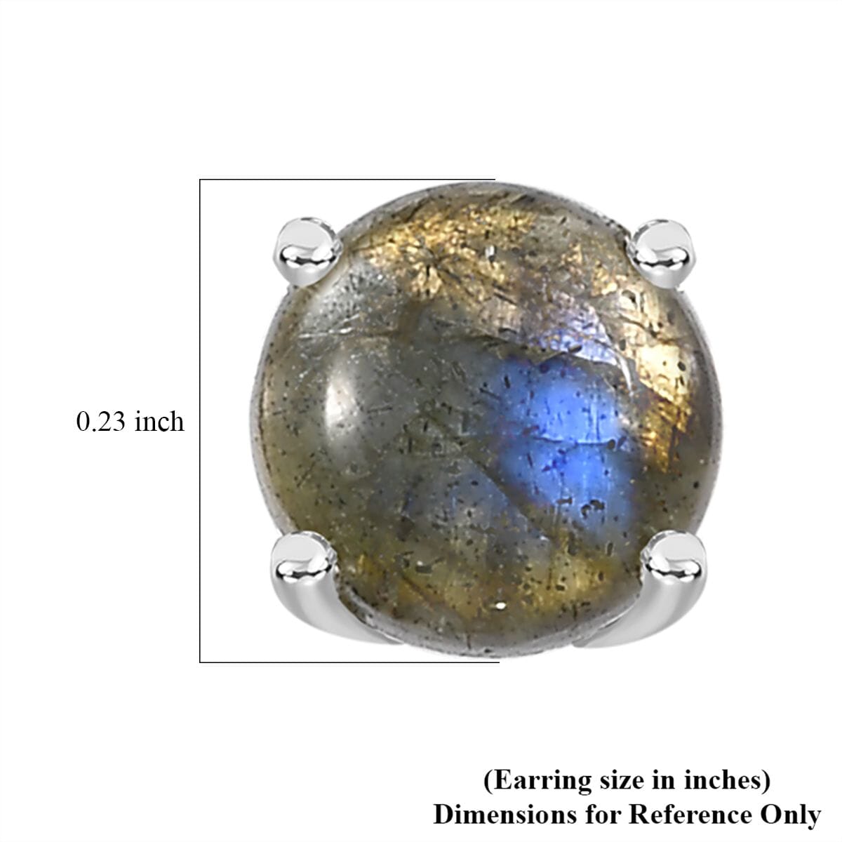 Malagasy Labradorite Solitaire Stud Earrings in Sterling Silver 2.15 ctw image number 5