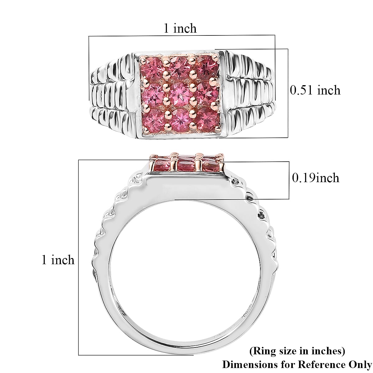 Premium Natural Calabar Pink Tourmaline Men's Ring in Platinum Over Sterling Silver (Size 10.0) 1.10 ctw