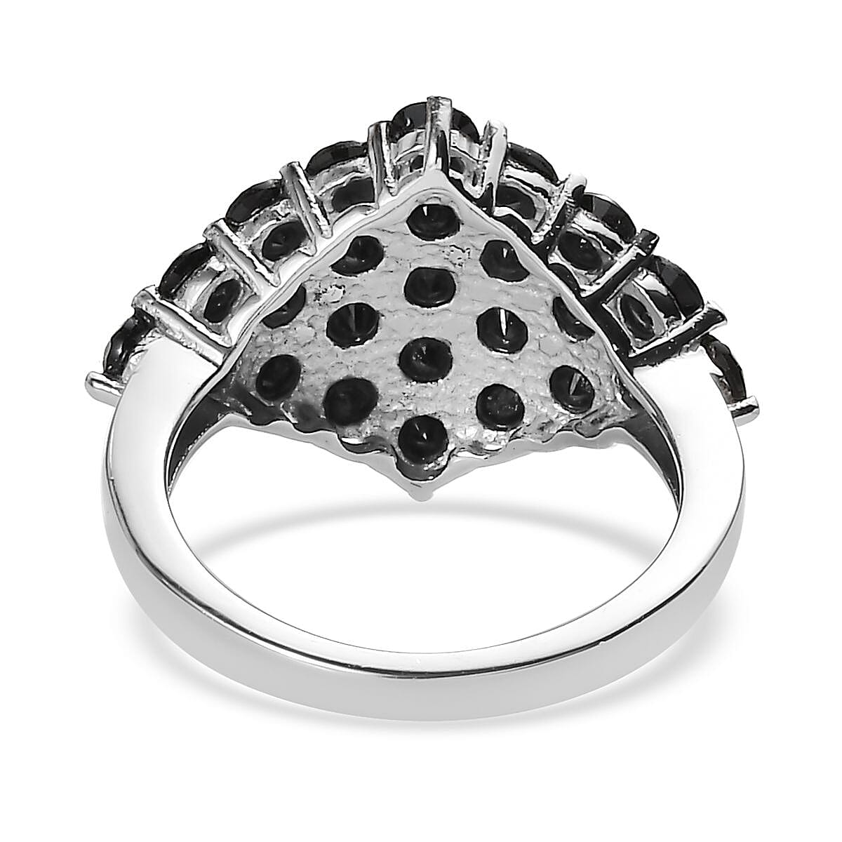 Thai Black Spinel Cluster Ring in Stainless Steel (Size 7.0) 3.40 ctw image number 4