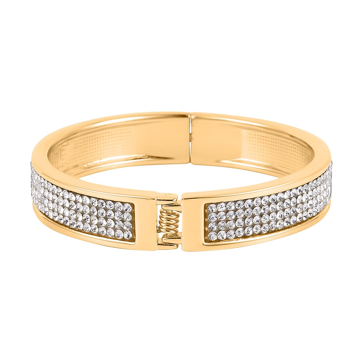 Austrian Crystal Bangle Bracelet in Goldtone (7.50 In)